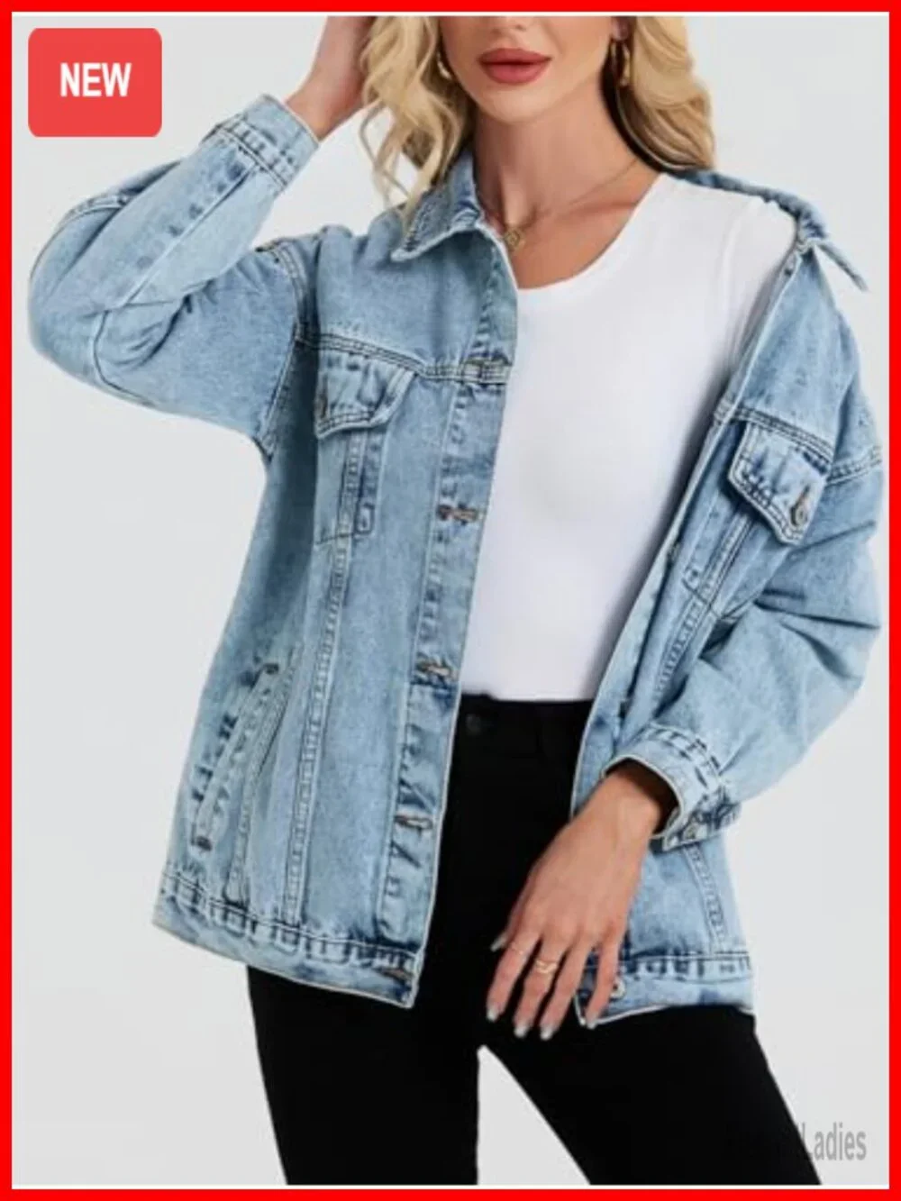 Oversized Denim Jacket Women Boyfriend Jean Jacket Trendy Loose Shacket Trucker